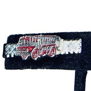 Vintage Silver Tone & Red Enamel Resnick Fuel Truck Tie Bar (5578)